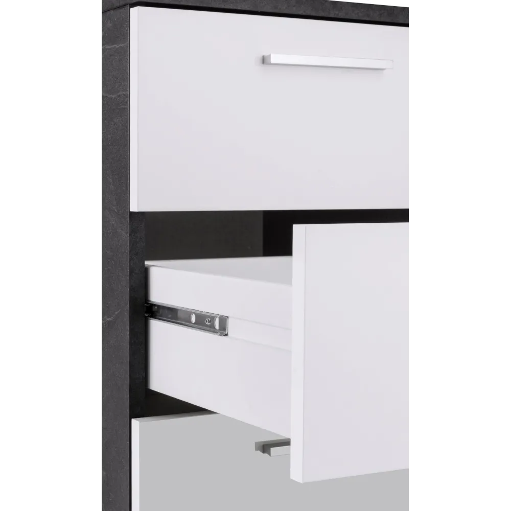 Scrivania Ufficio 160x60x75 cm Bianco Laccato Lucido con Ripiano Report Elegante - New Luna