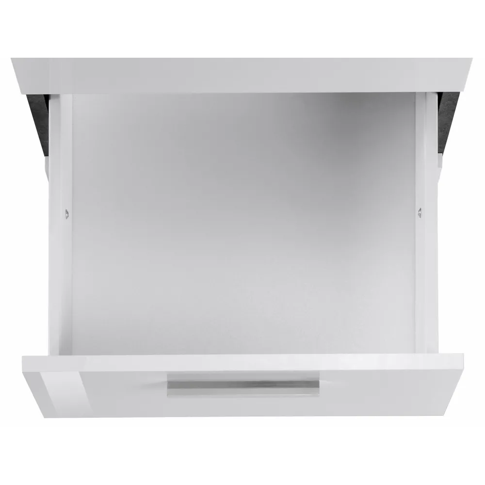 Scrivania Ufficio 180x60x75 cm Bianco Laccato Lucido con Ripiano Report Elegante - New Luna