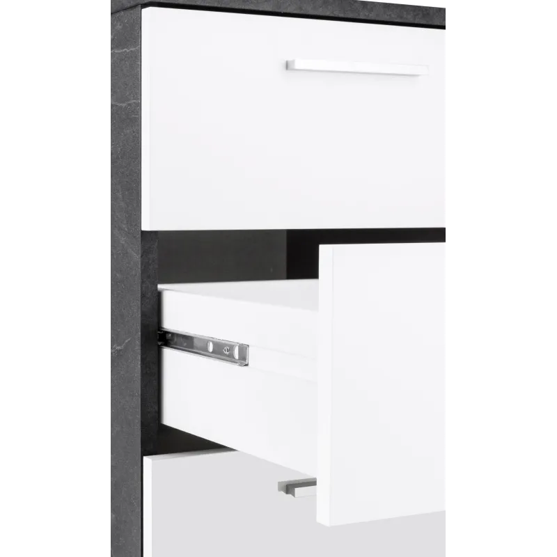 Scrivania Ufficio 180x60x75 cm Bianco Laccato Lucido con Ripiano Report Elegante - New Luna