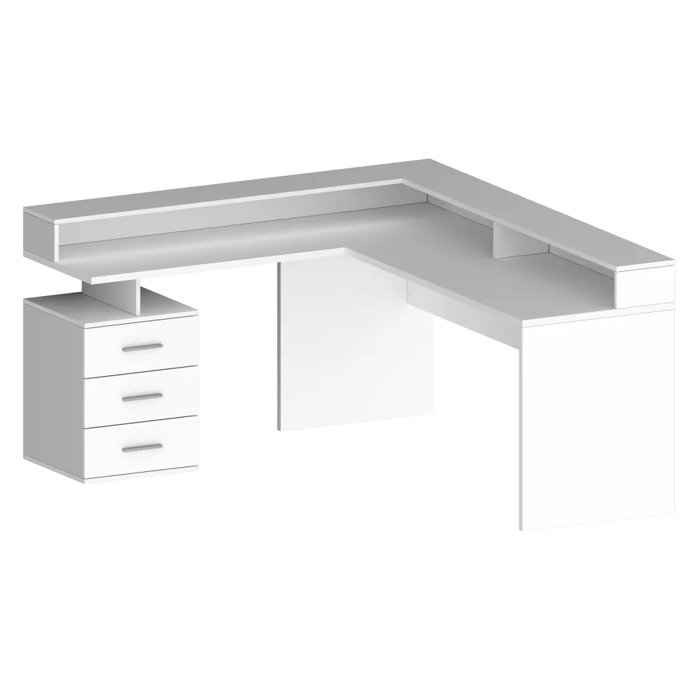 Scrivania Ufficio 160x60x90 cm Bianco Laccato Lucido con Design Moderno - New Luna