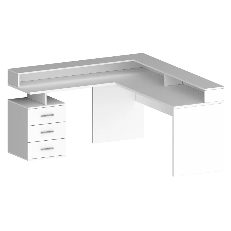 Scrivania Ufficio 160x60x90 cm Bianco Laccato Lucido con Design Moderno - New Luna