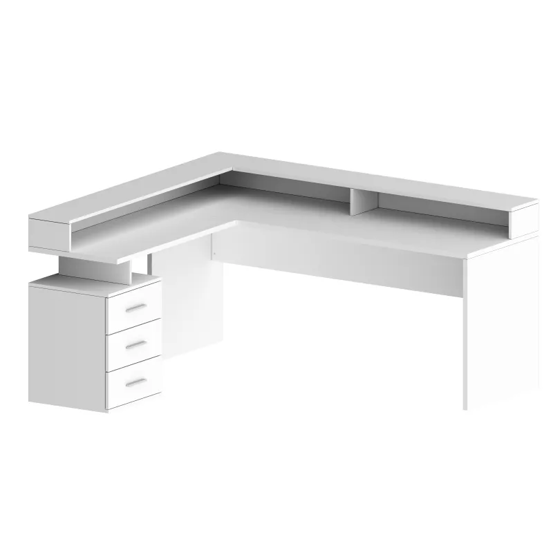 Scrivania Ufficio 160x60x90 cm Bianco Laccato Lucido con Design Moderno - New Luna