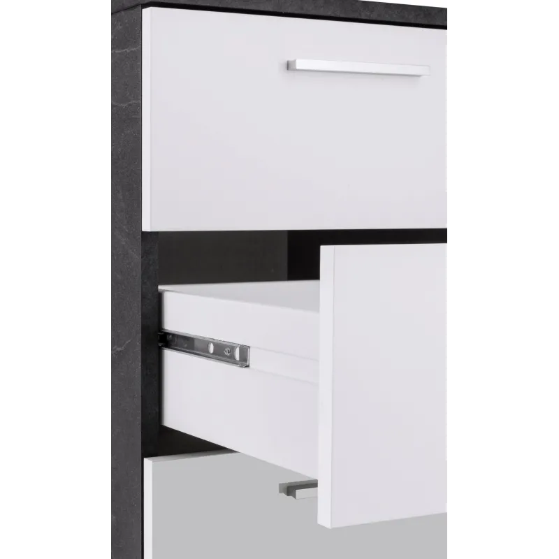Scrivania Ufficio 160x60x90 cm Bianco Laccato Lucido con Ripiano Report - New Luna