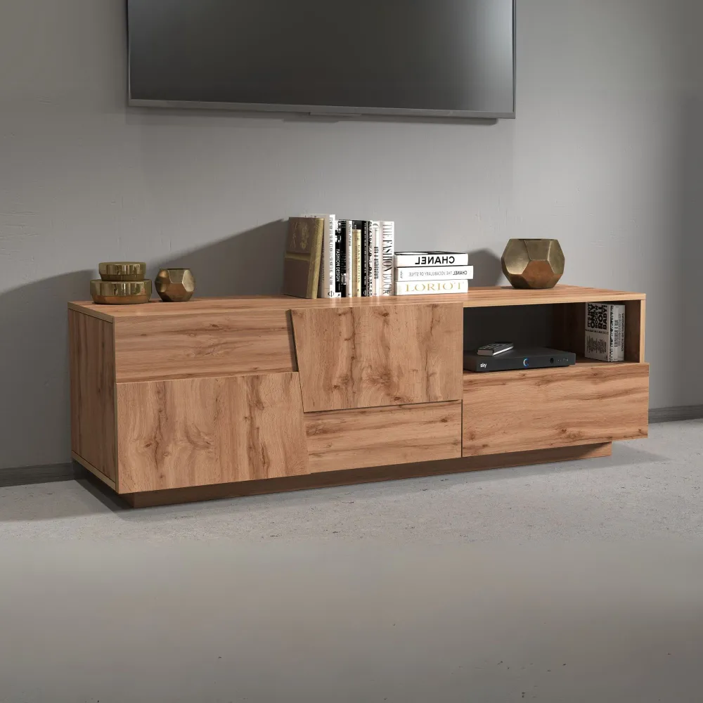 Porta TV Rovere Wotan L.150xP.44xH.46 cm - Eleganza per la Zona Giorno - Urban