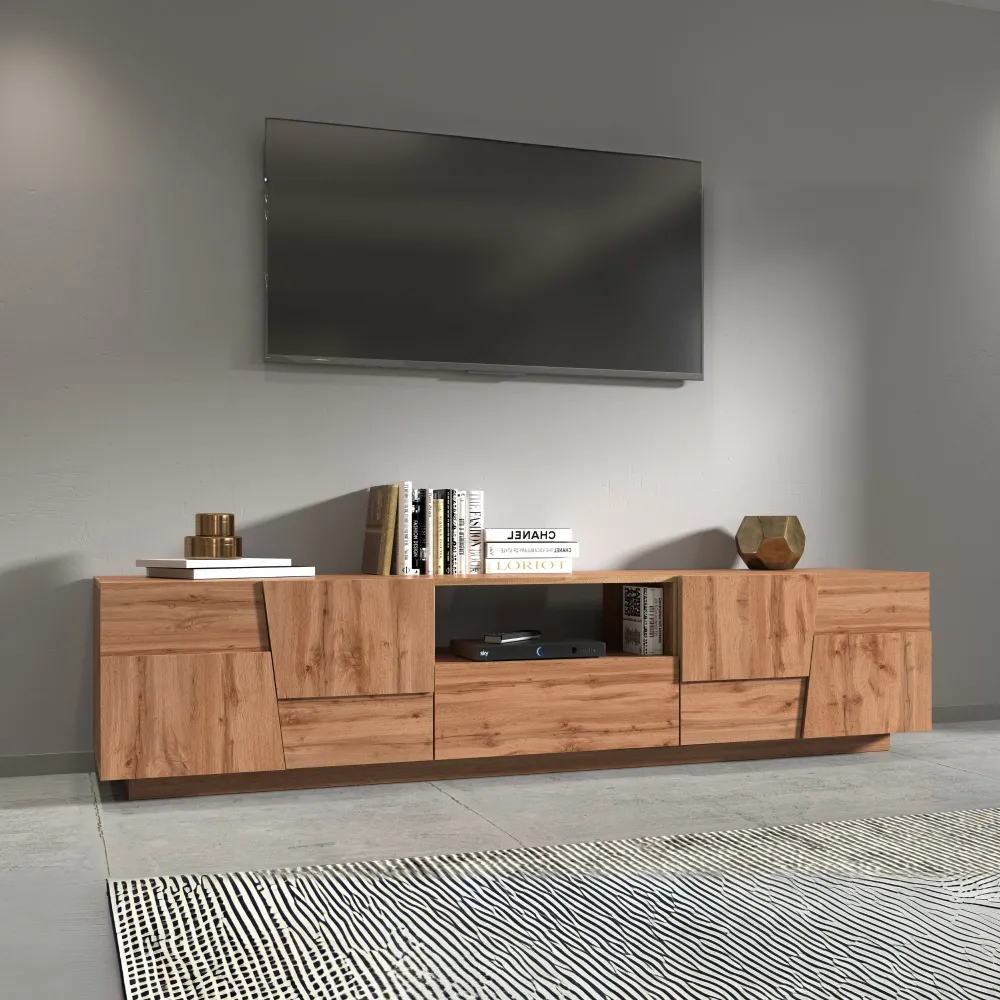 Porta TV Rovere Wotan L.220xP.44xH.46 cm - Eleganza per la Zona Giorno - Urban