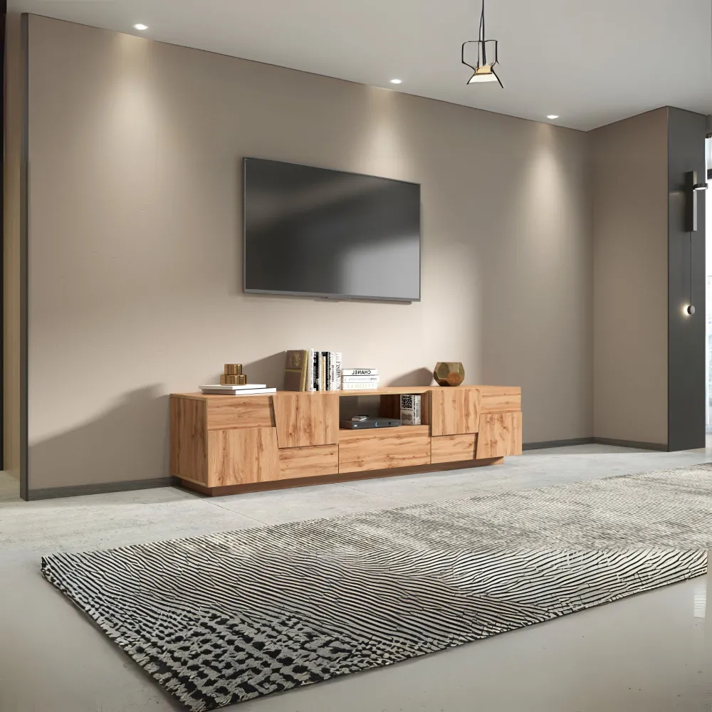 Porta TV Rovere Wotan L.220xP.44xH.46 cm - Eleganza per la Zona Giorno - Urban 2