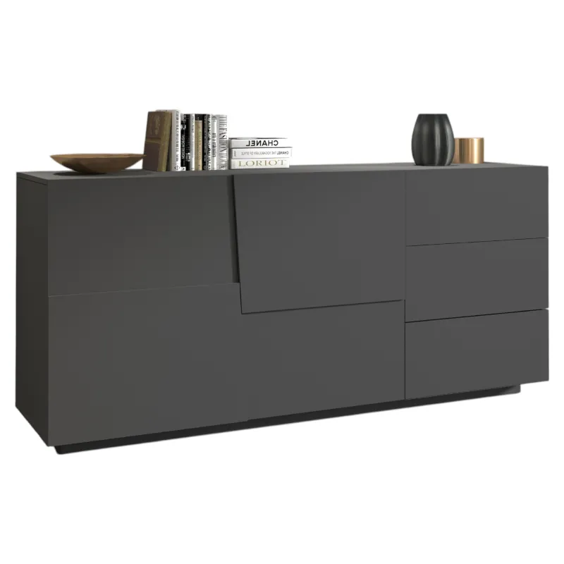 Credenza Zona Giorno L.180xP.44xH.86 cm Antracite Opaco con Design Moderno - Urban