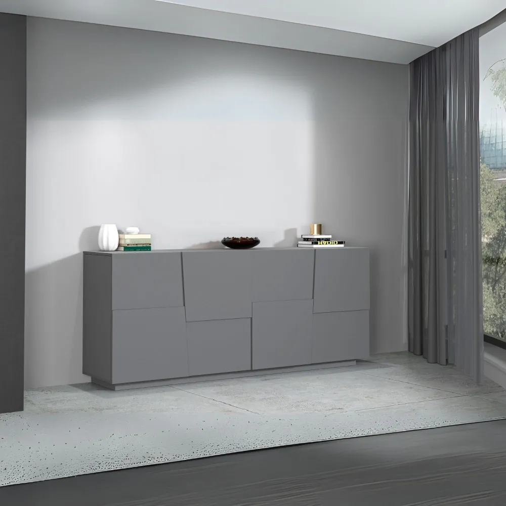 Credenza Zona Giorno L.200xP.44xH.86 cm Antracite Opaco con Design Moderno - Urban 2