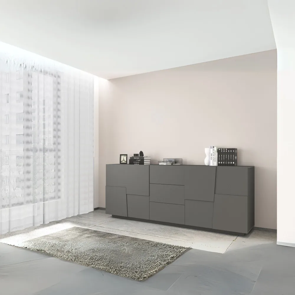 Credenza Zona Giorno L.220xP.44xH.86 cm Antracite Opaco con Design Moderno - Urban 2
