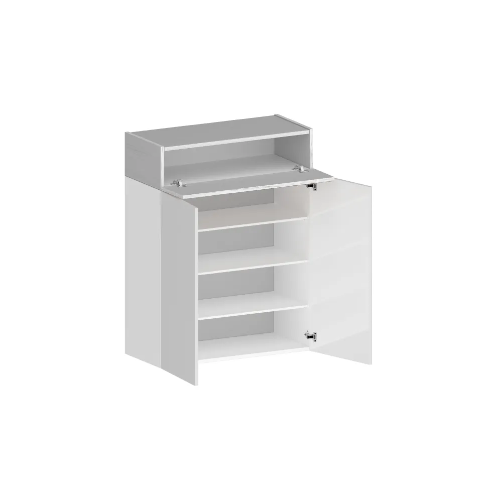 Scarpiera 76x35x100 cm Bianco Laccato Lucido/Larice con Design Moderno - Velvet