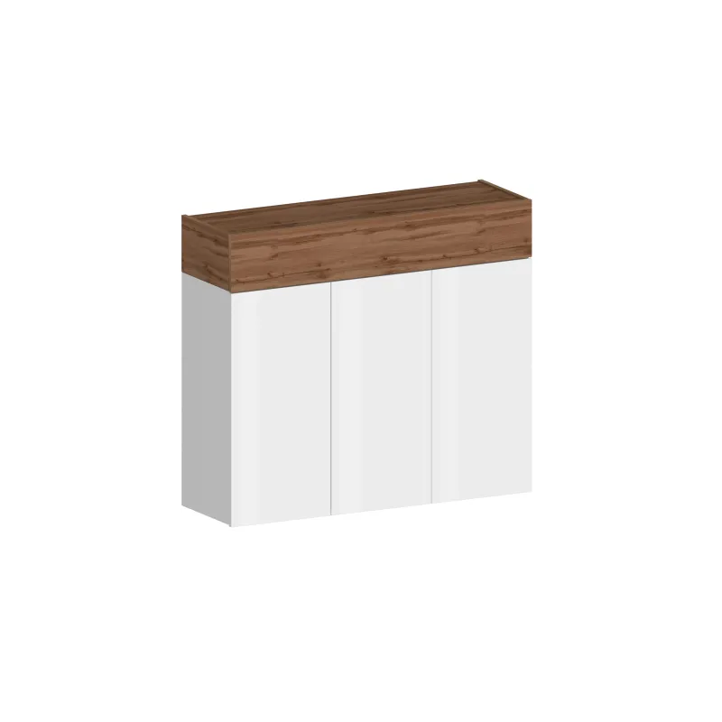 Scarpiera 114x35x100 cm Bianco Laccato Lucido/Rovere Wotan con Design Moderno - Velvet