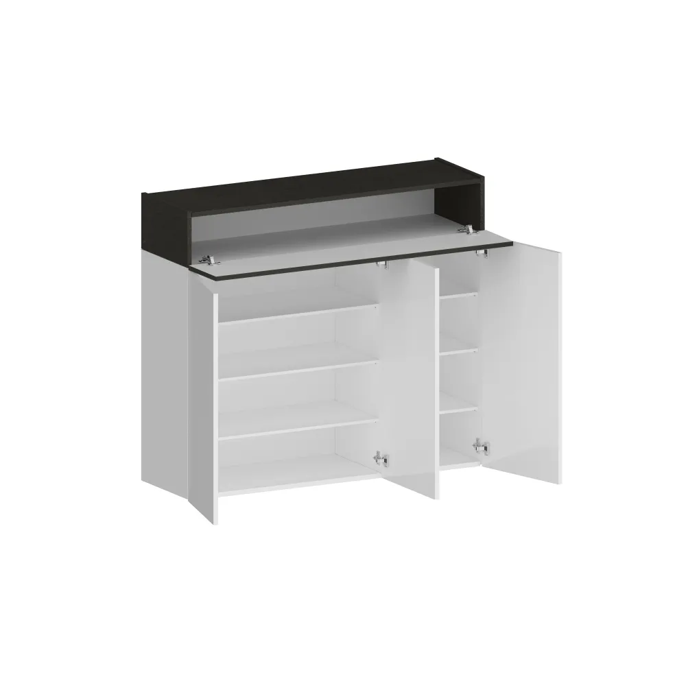 Scarpiera 114x35x100 cm Bianco Laccato Lucido con Report Elegante e Funzionale - Velvet