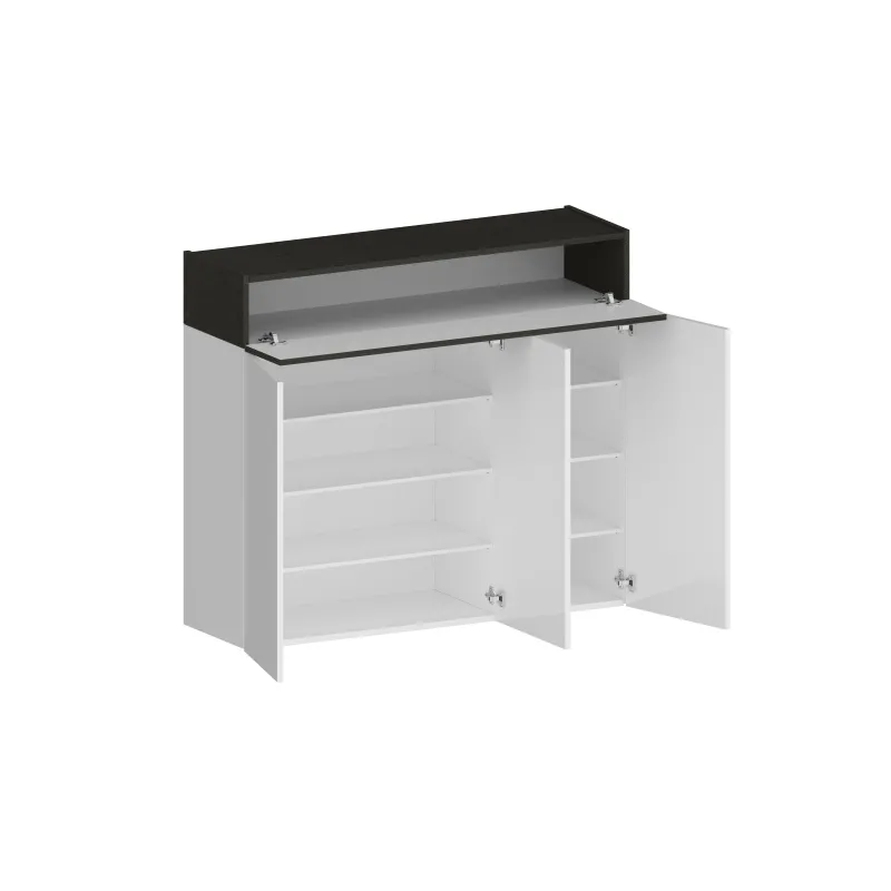 Scarpiera 114x35x100 cm Bianco Laccato Lucido con Report Elegante e Funzionale - Velvet