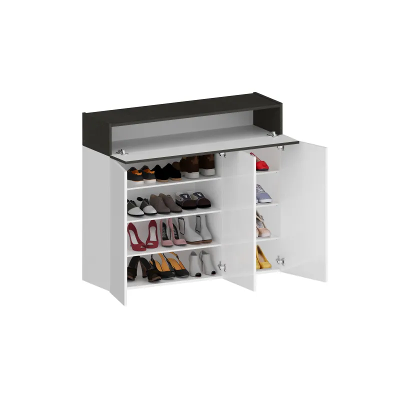 Scarpiera 114x35x100 cm Bianco Laccato Lucido con Report Elegante e Funzionale - Velvet