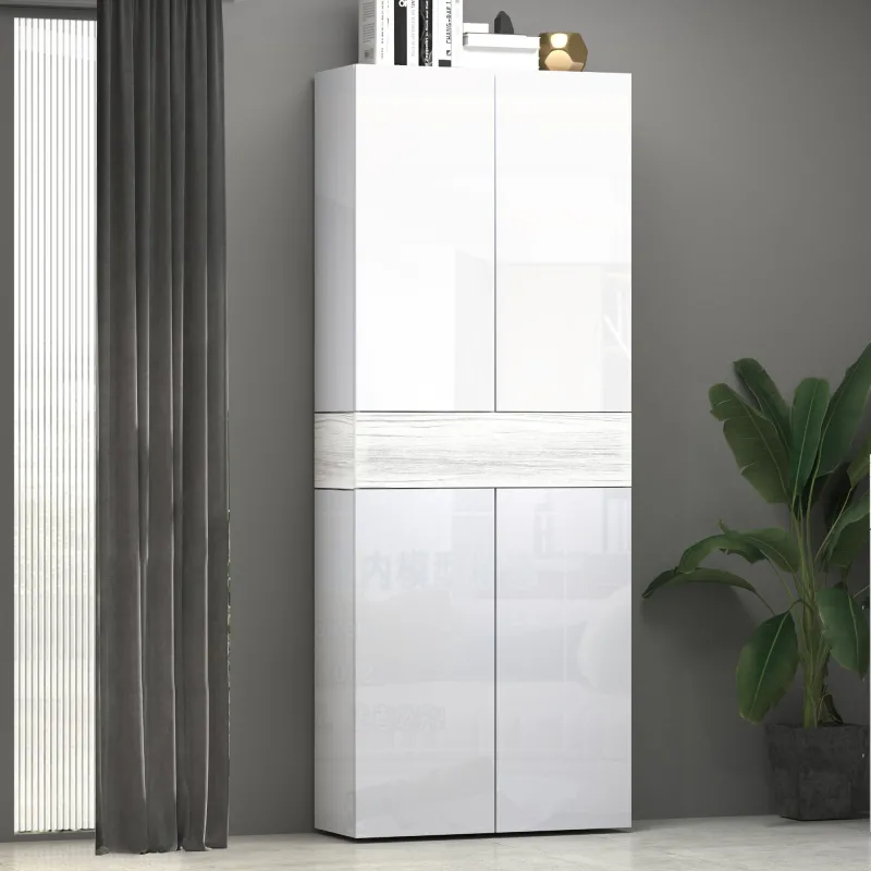 Scarpiera 76x35x200 cm Bianco Laccato Lucido/Larice - Design Elegante e Funzionale - Velvet
