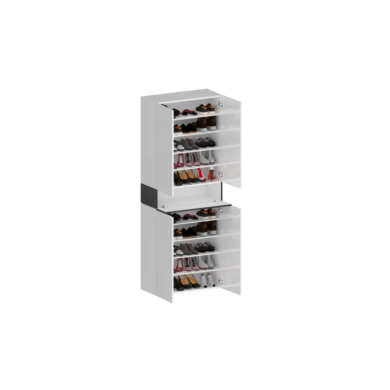 Scarpiera L.76xP.35xH.200 cm Bianco Laccato Lucido con Report Elegante e Funzionale - Velvet