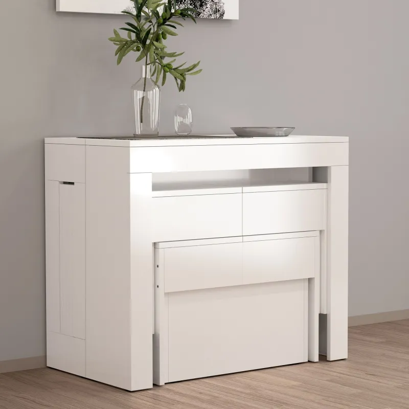 Consolle Allungabile 66x25x45 cm Bianco Laccato Lucido - Eleganza per la Zona Giorno - Primavera