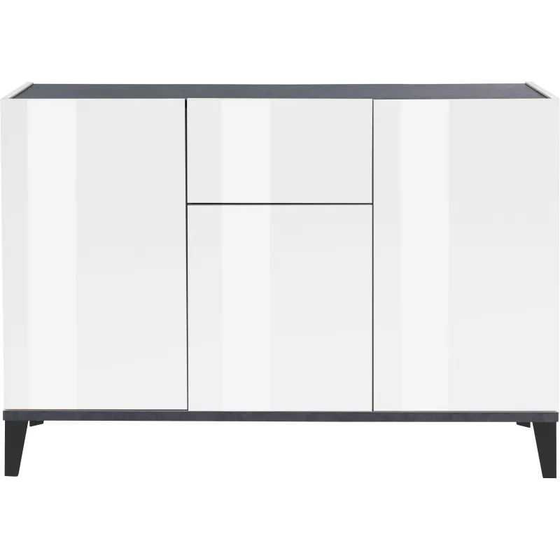 Credenza Madia 120x40x82 cm Bianco Lucido/Ardesia con Design Moderno per Zona Giorno - Aurora