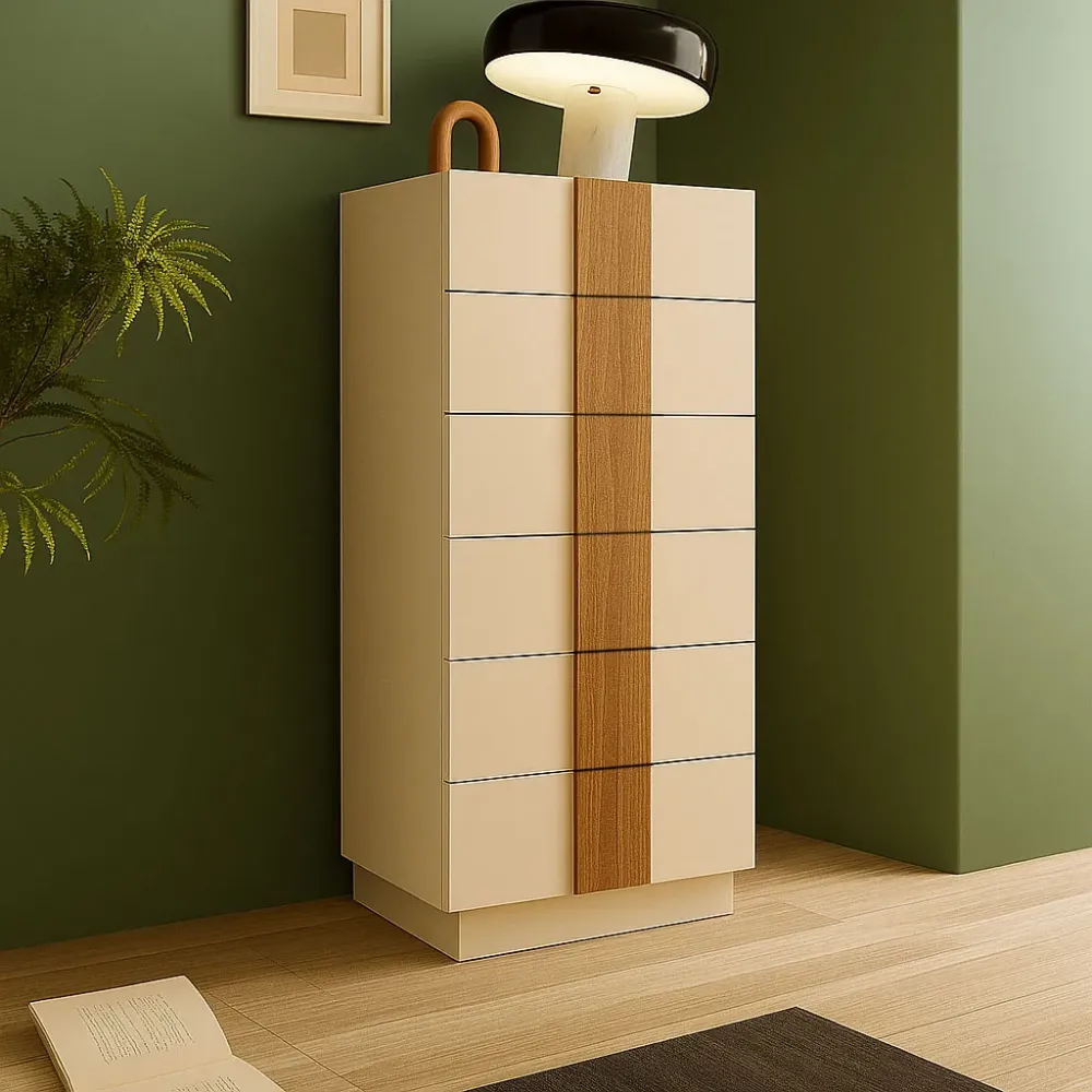 Settimino 50×138×42 cashmere e mercure con 6 cassetti soft-close - JUPITER