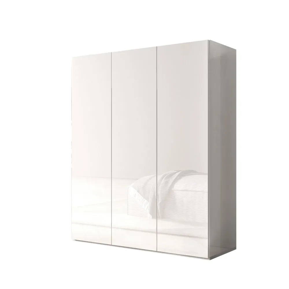Scarpiera 95x116x35 cm bianco laccato lucido con 3 ante e 8 ripiani Mobile salvaspazio - SOUL