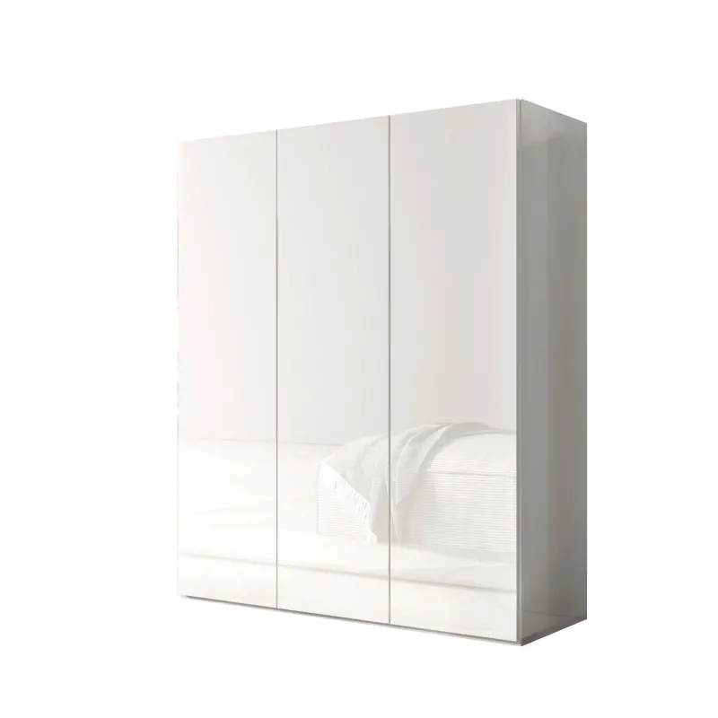 Scarpiera 95x116x35 cm bianco laccato lucido con 3 ante e 8 ripiani Mobile salvaspazio - SOUL