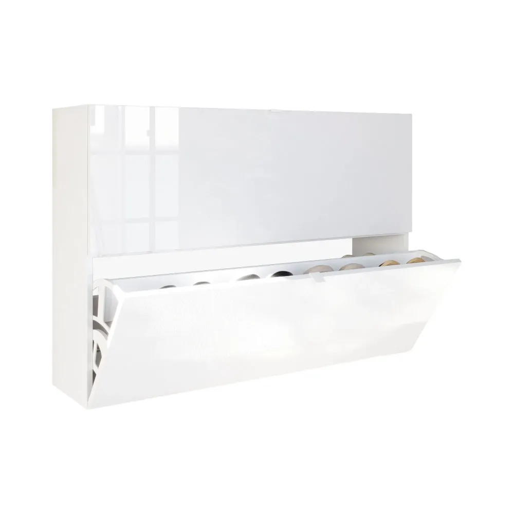 Scarpiera SOUL bianca lucida 2 ante 4 scomparti – Design moderno salvaspazio