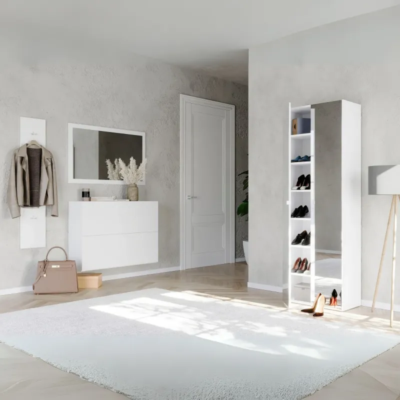 Scarpiera SOUL bianca lucida 2 ante 4 scomparti – Design moderno salvaspazio