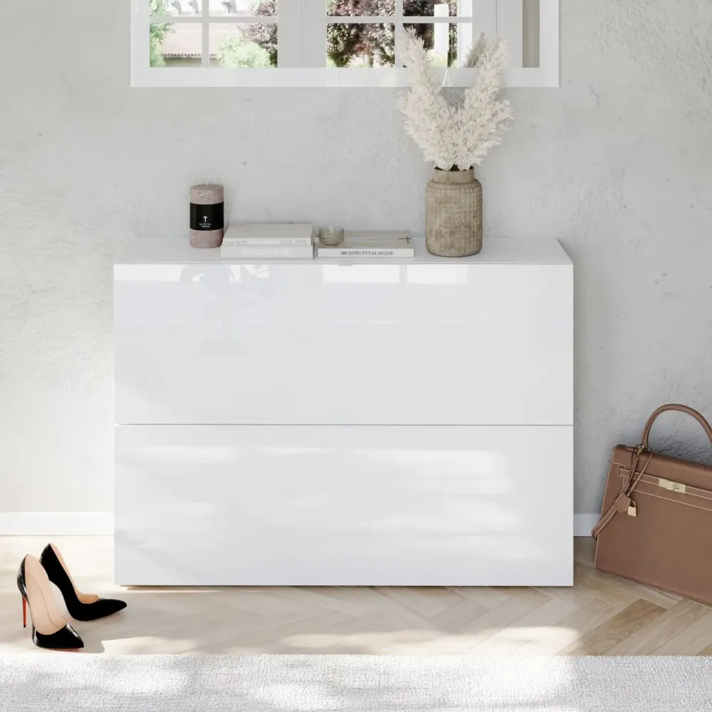 Scarpiera SOUL bianca lucida 2 ante 4 scomparti – Design moderno salvaspazio