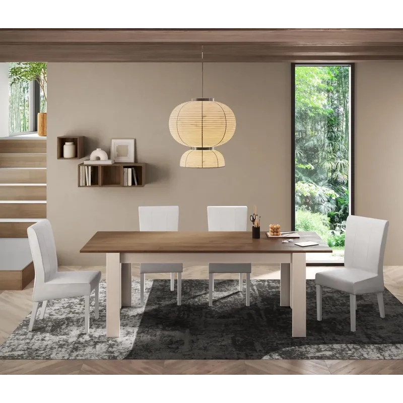 Tavolo da pranzo rettangolare allungabile 137x90 cashmere e mercure- Riviera
