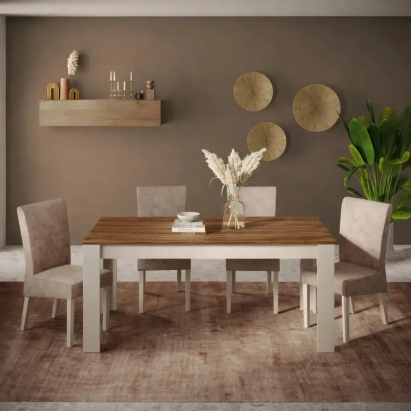 Tavolo da pranzo rettangolare allungabile 137x90 cashmere e mercure- Riviera
