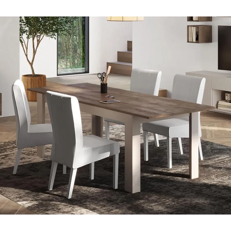 Tavolo da pranzo rettangolare allungabile 137x90 cashmere e mercure- Riviera