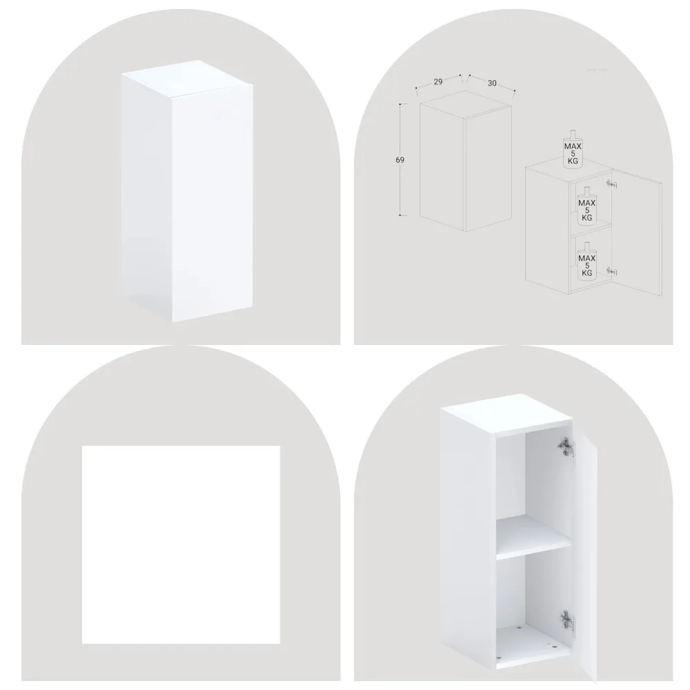 Parete TV sospesa 276x180x30 cm bianco lucido e cadiz con vani a giorno - Eternity