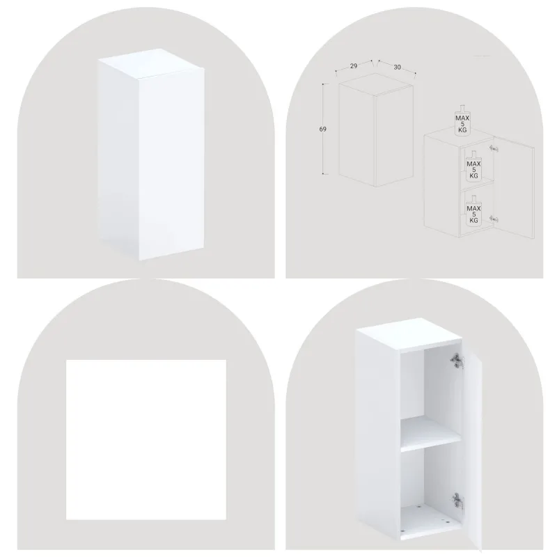 Parete TV sospesa 276x180x30 cm bianco lucido e cadiz con vani a giorno - Eternity