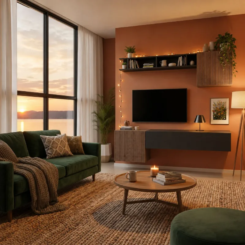 Parete TV sospesa 193x188x30 cm lava e mercure con vani a giorno - Eternity