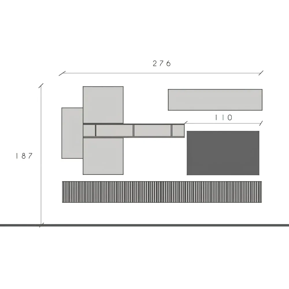 Parete TV sospesa 276x187x30 cm cashmere e cadiz con pensili e libreria - Eternity