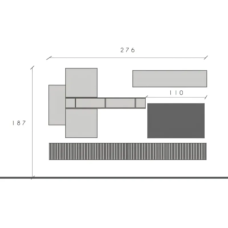 Parete TV sospesa 276x187x30 cm cashmere e cadiz con pensili e libreria - Eternity