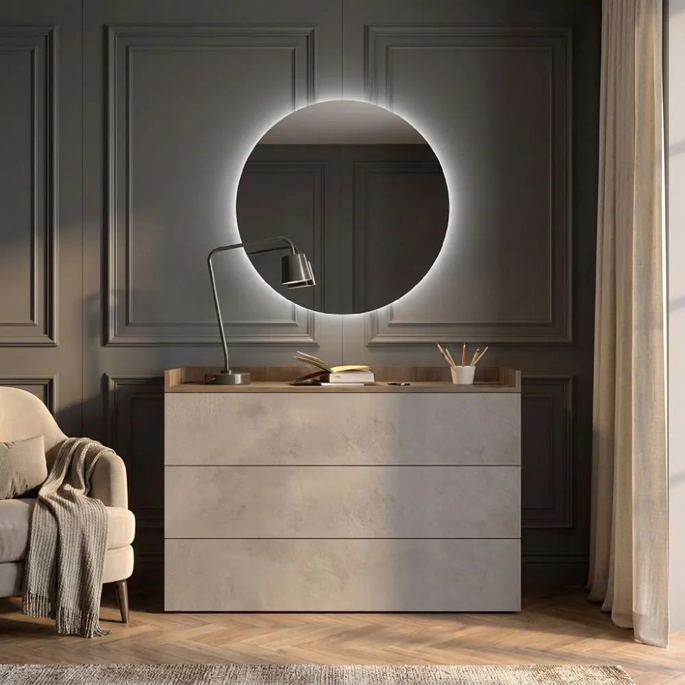 Comò 113x85x52 bronzo e rovere mercure con 3 ampi cassetti - LOFT 2