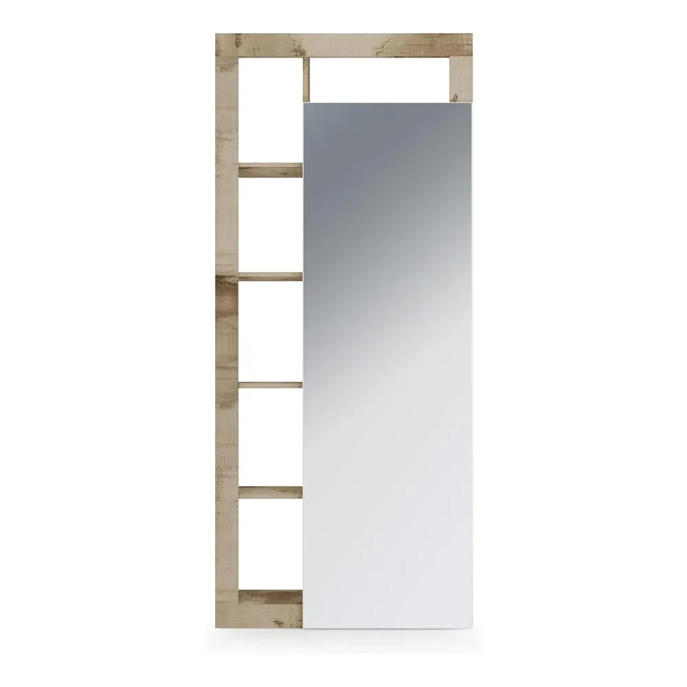 Mobile alto ingresso 91x209x30 bianco e pero con anta specchio e appendiabiti - HAMBURG