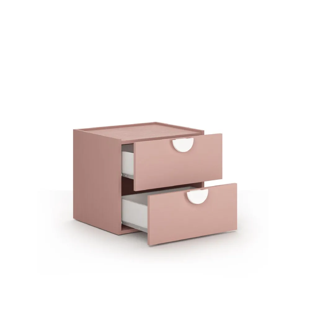 Comodino cameretta 2 cassetti 50x42x44 cm rosa flamingo in melaminico - NIDO