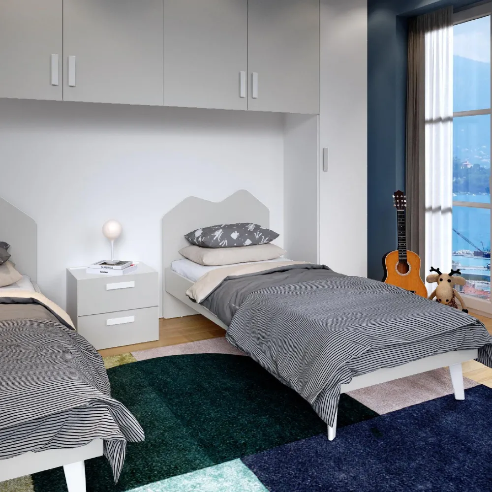 Letto singolo 80x190 cm 89x205x92 cm gesso in melaminico opaco - NIDO