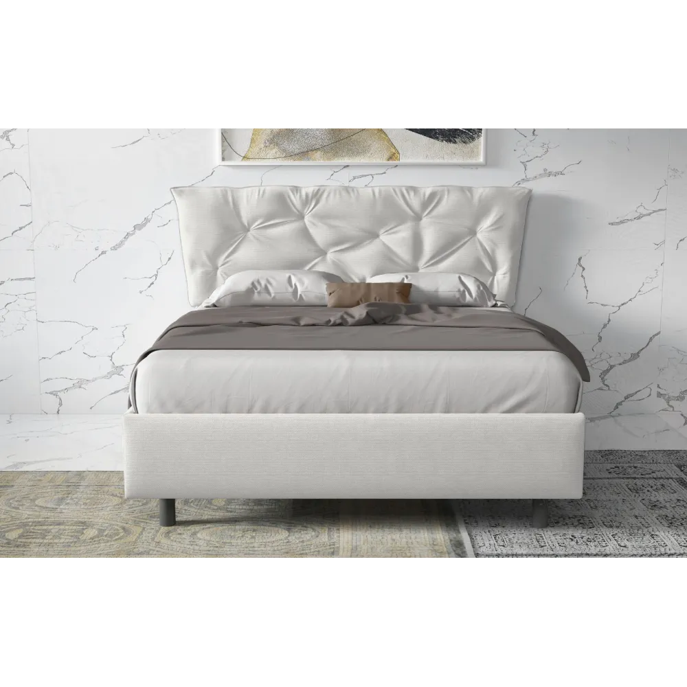 Letto matrimoniale 160 cm imbottito con testiera 171x202x116 cm in tessuto ghiaccio - CLIFF 2