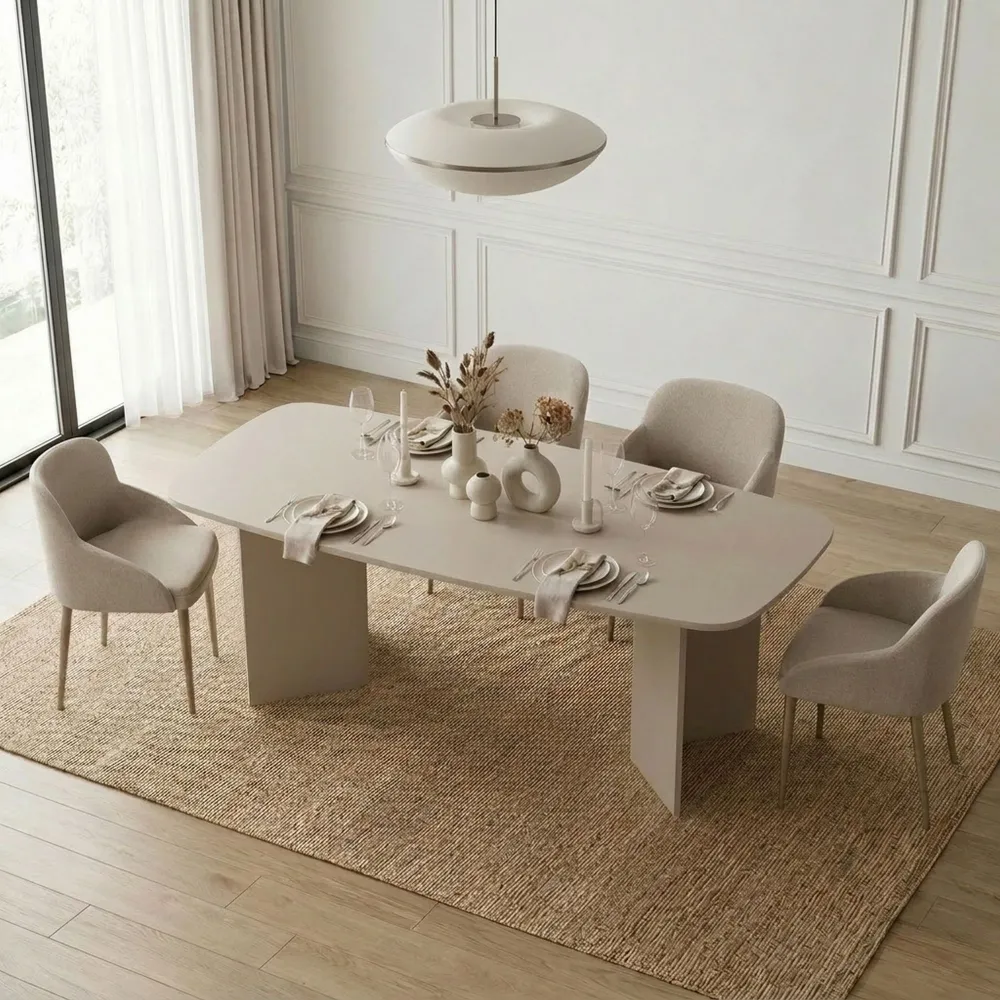 Tavolo fisso 210x100x78 cm con piano a botte cashmere - SAVOY