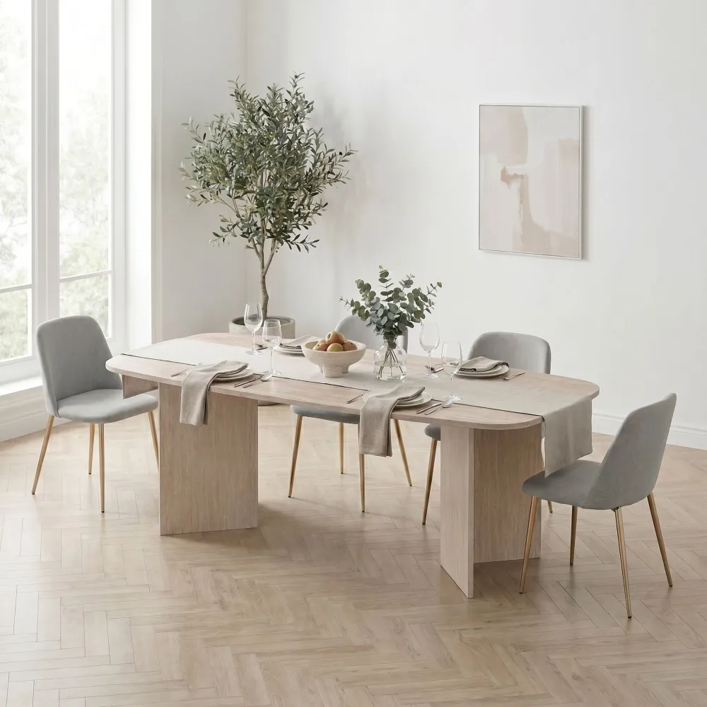 Tavolo fisso 210x100x78 cm con piano a botte travertino - SAVOY