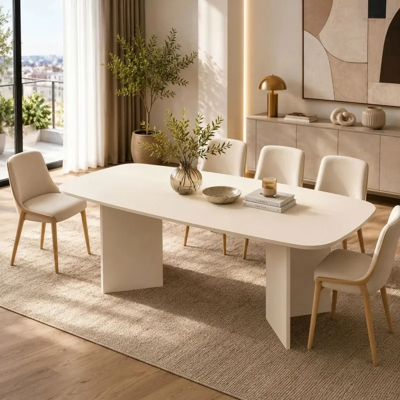 Tavolo fisso 210x100x78 cm con piano a botte cashmere - SAVOY