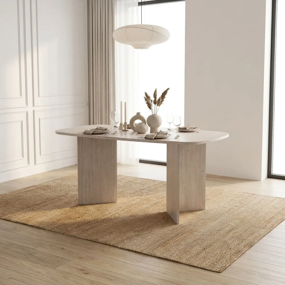 Tavolo fisso 180x100x78 cm con piano a botte travertino - SAVOY