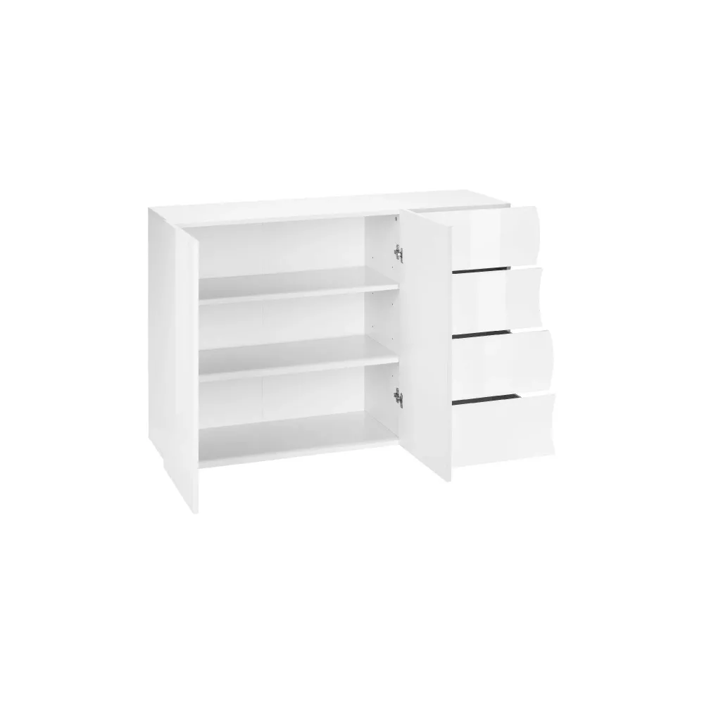 Mare Credenza 2 Ante e 4 Cassetti Bianco Laccato Lucido - Web Convenienza