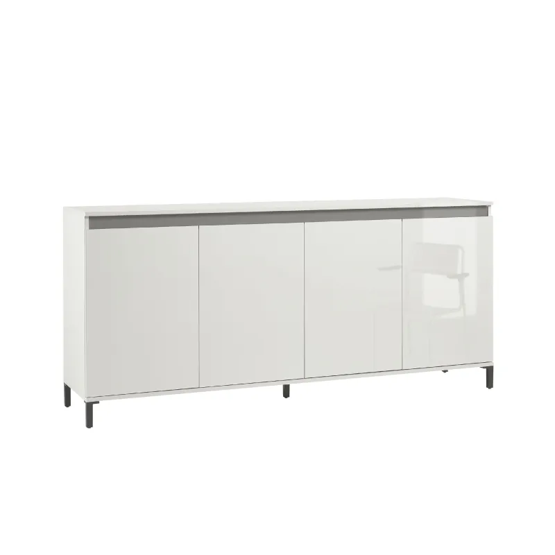 Madia 4 ante e 1 ripiano 184x40x84,3 cm bianco lucido e antracite - ALBERT