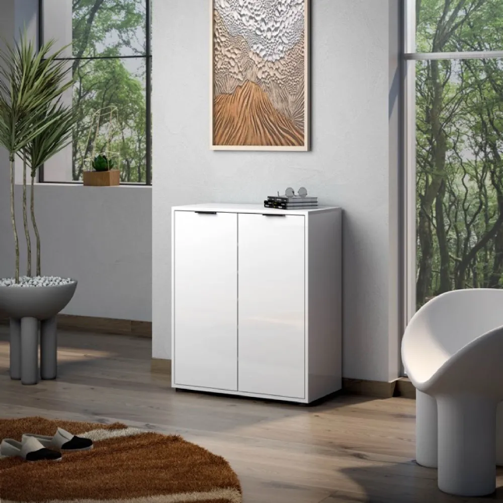 Scarpiera bassa 5 ripiani 72,5x36x86 cm bianco lucido - JOKER