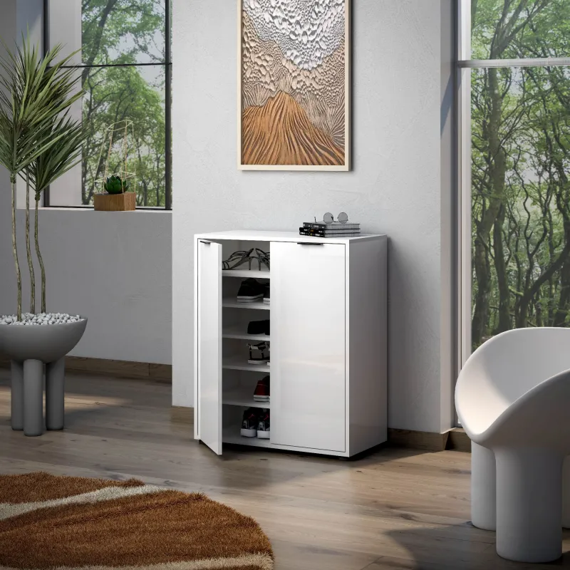 Scarpiera bassa 5 ripiani 72,5x36x86 cm bianco lucido - JOKER