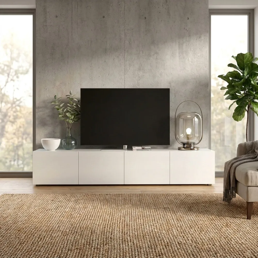Porta TV 4 ribalte 225x38x39 cm bianco lucido - MASTER